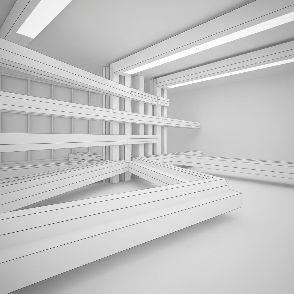 Minimalist architectural interior with geometric precision
